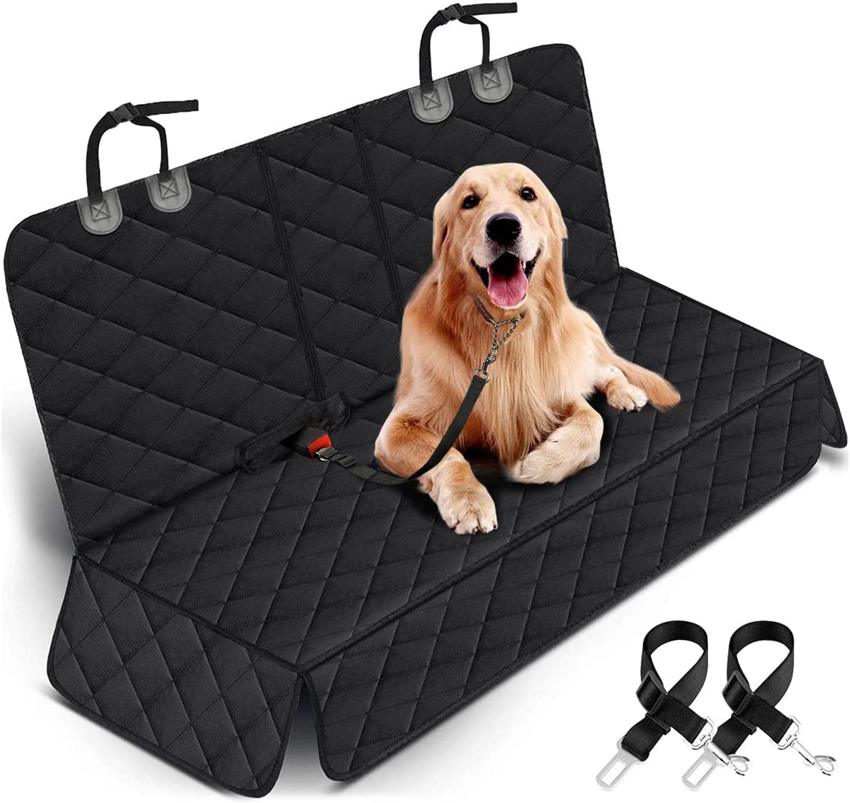Premium Waterproof Dog Car Seat Cover - Non-Slip Back Seat Protector for Cars, SUVs, and Trucks - Fits Middle Armrest - Black