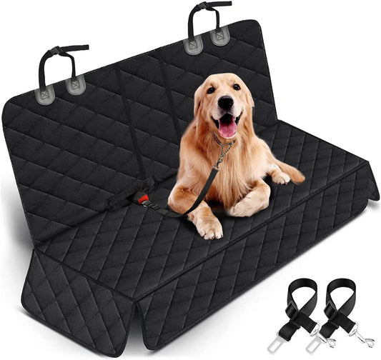 Premium Waterproof Dog Car Seat Cover - Non-Slip Back Seat Protector for Cars, SUVs, and Trucks - Fits Middle Armrest - Black